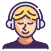 Person listening with headphones icon